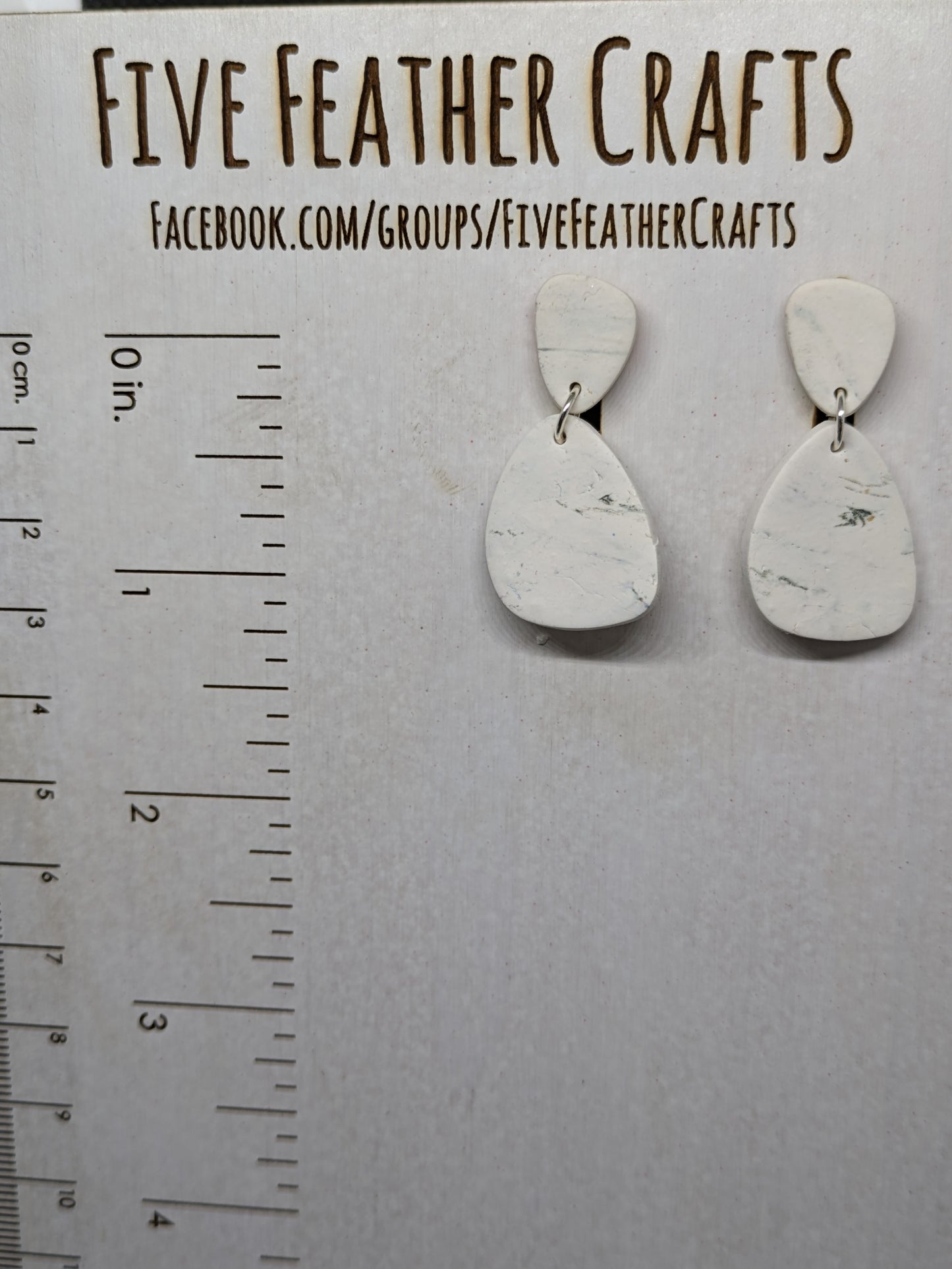 White and Gray Stud Dangle Earrings