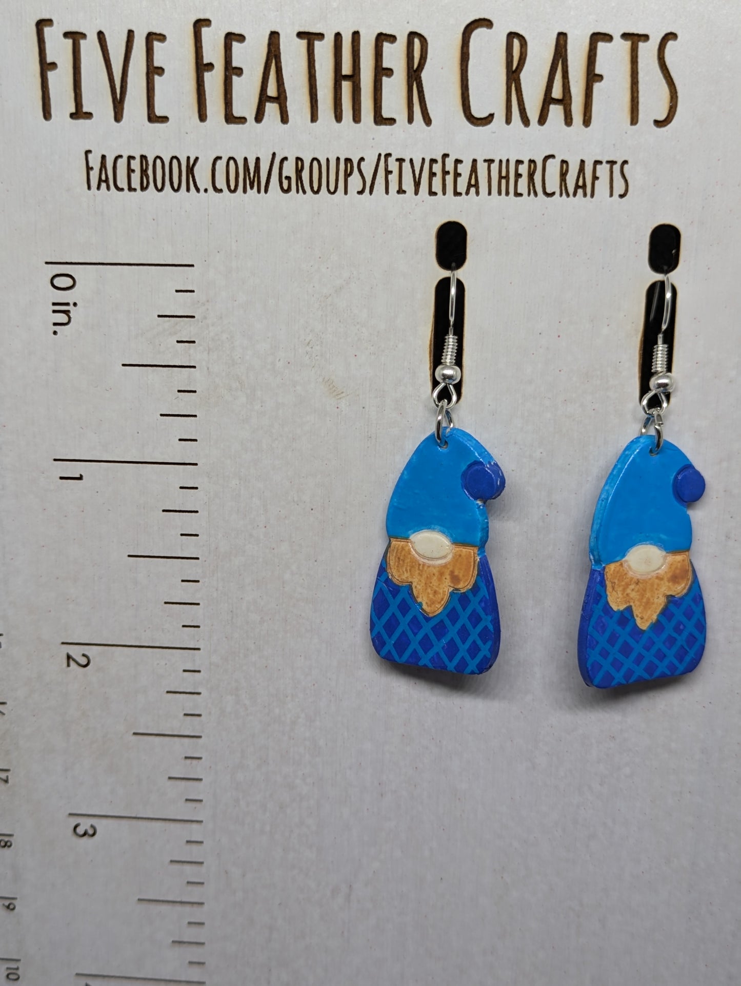 Blue Plaid Gnome Dangle Earrings