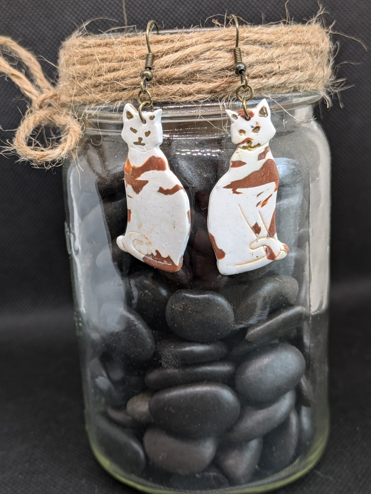 Brown and White Cat Dangles