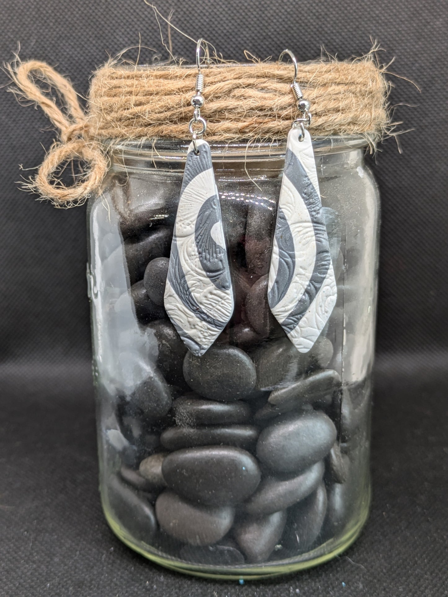 Gray and White Textured Dangles