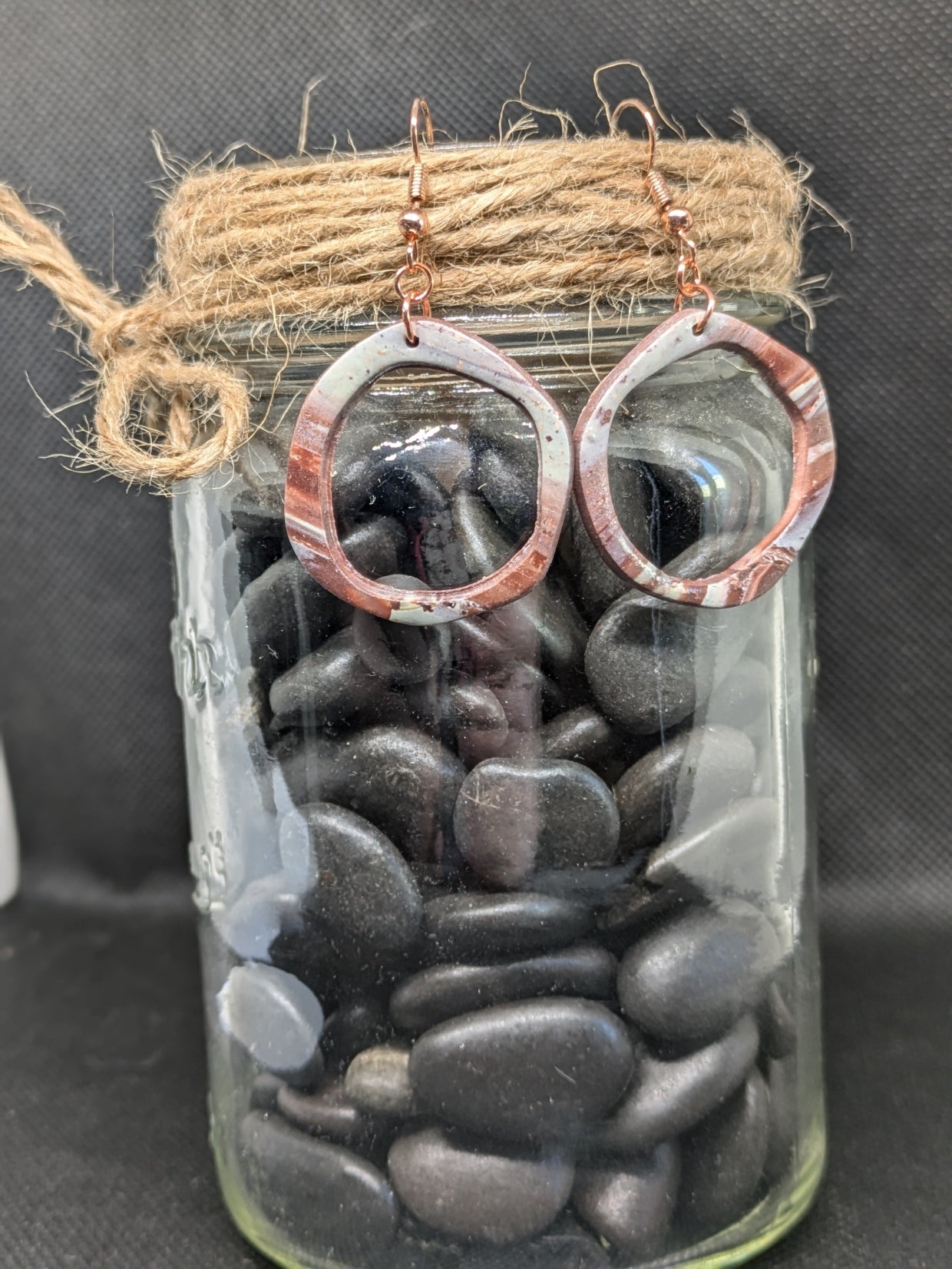 Cream and Brown Irregular Circle Dangles