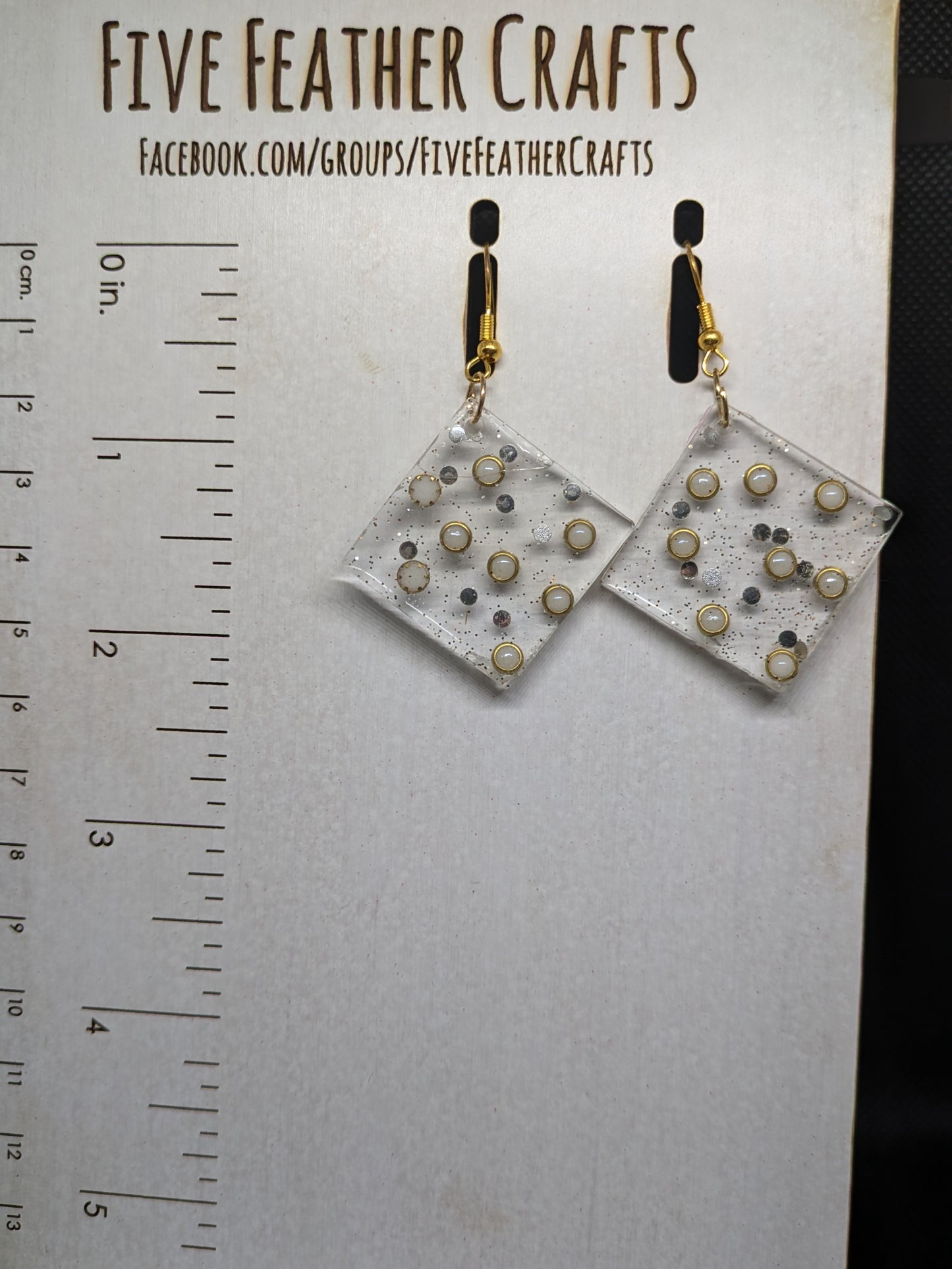 White and Gold Dangle Earrings