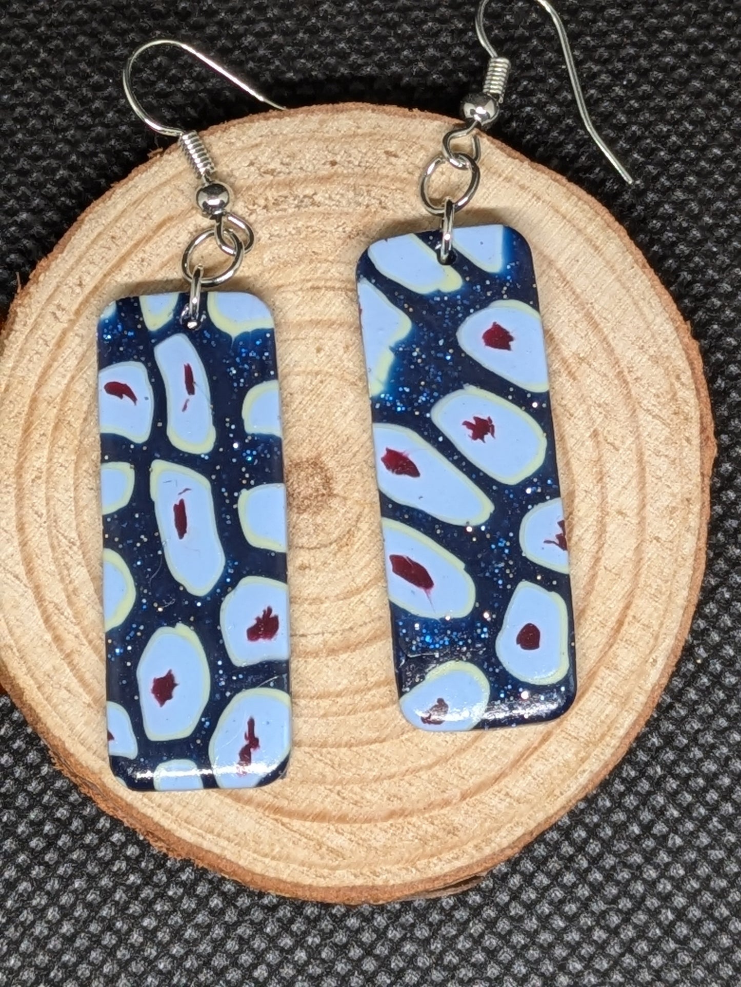 Rectangular Blue Cane Dangles