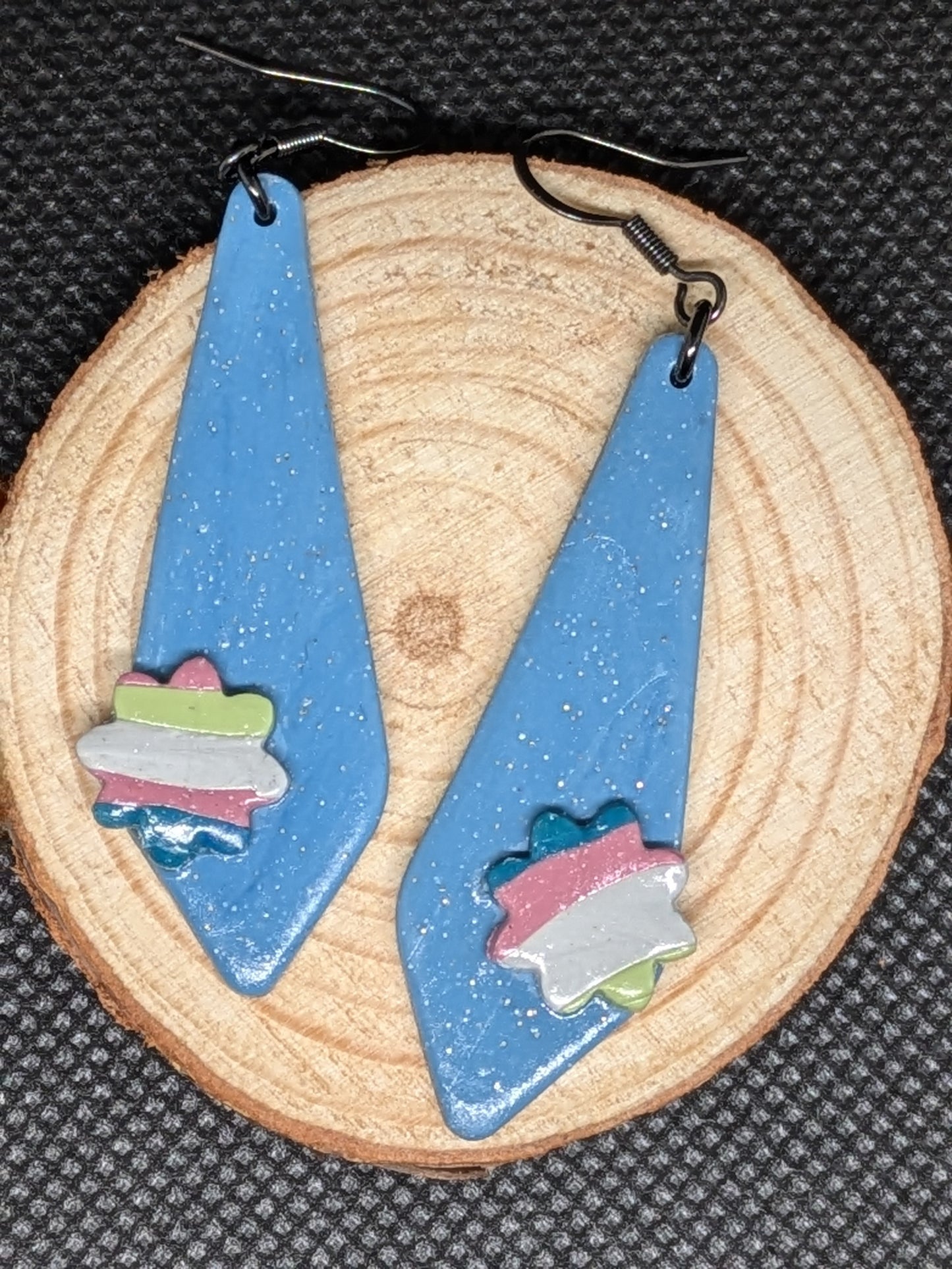 Blue Dangles with Multicolor Flowers