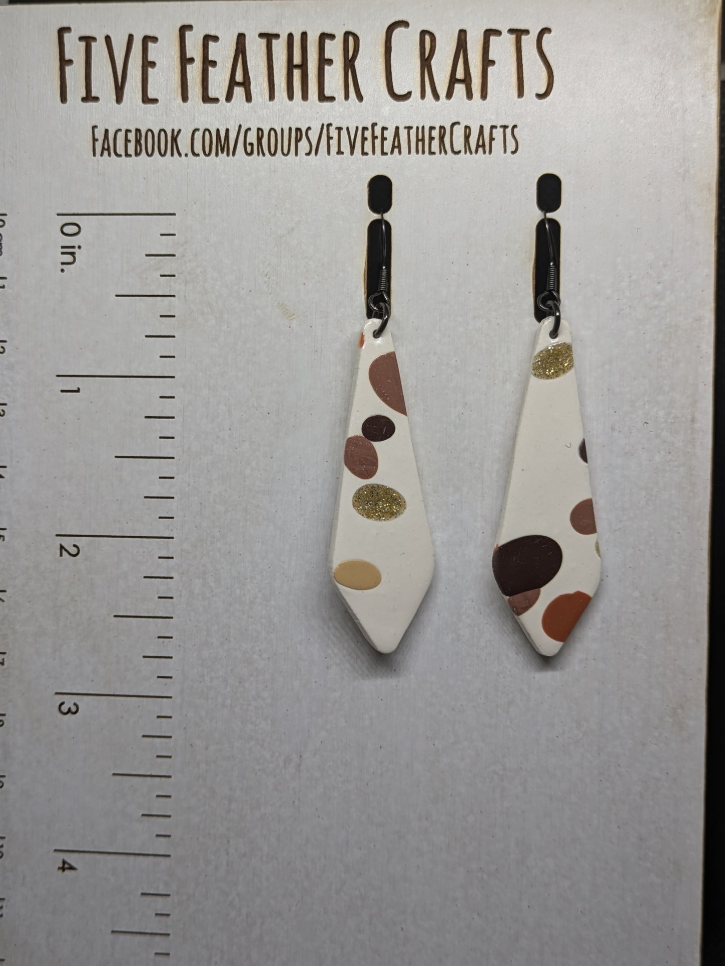 White and Brown Polka Dot Dangles