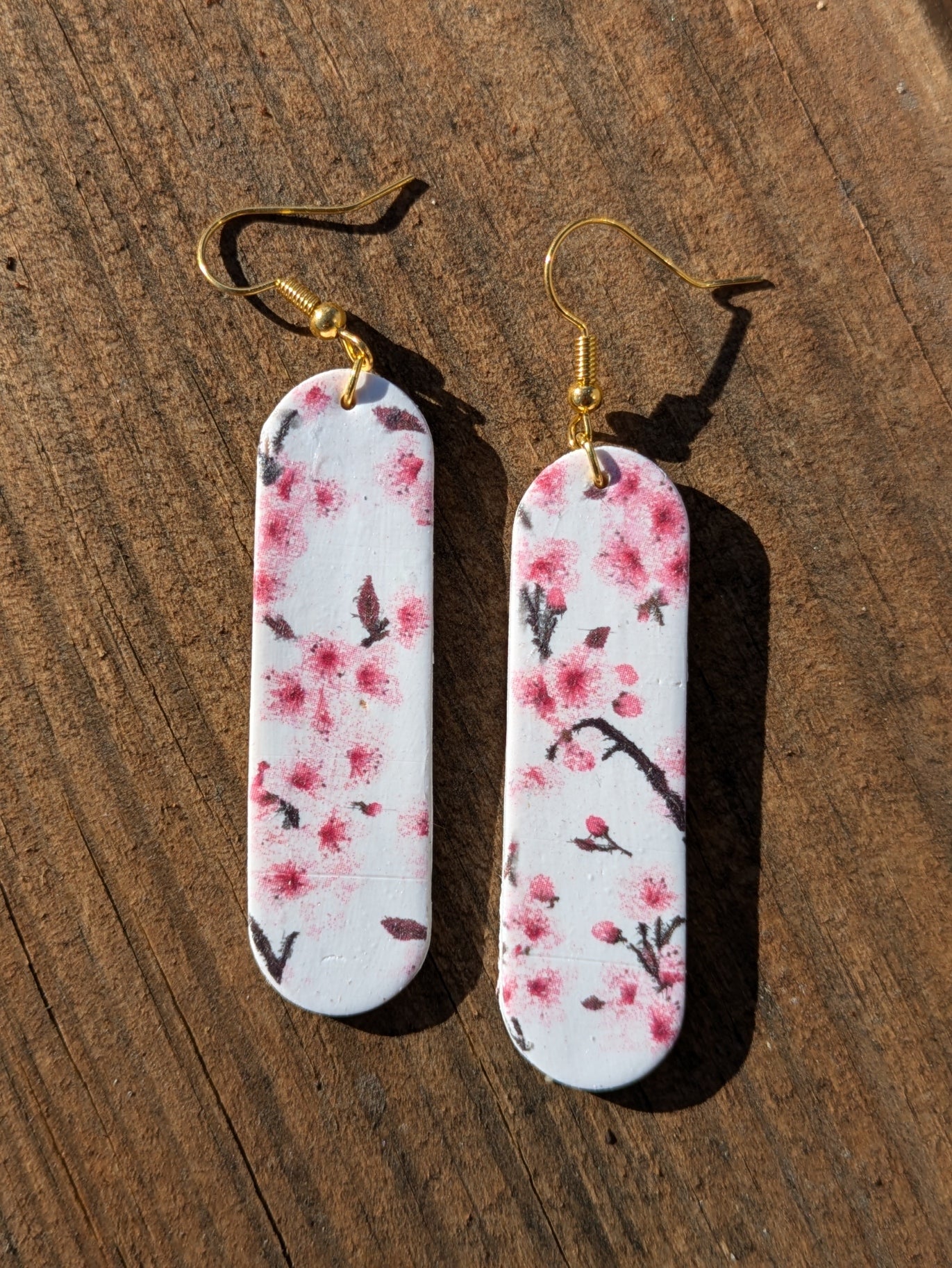 Elongated Oval Cherry Blossom Dangles