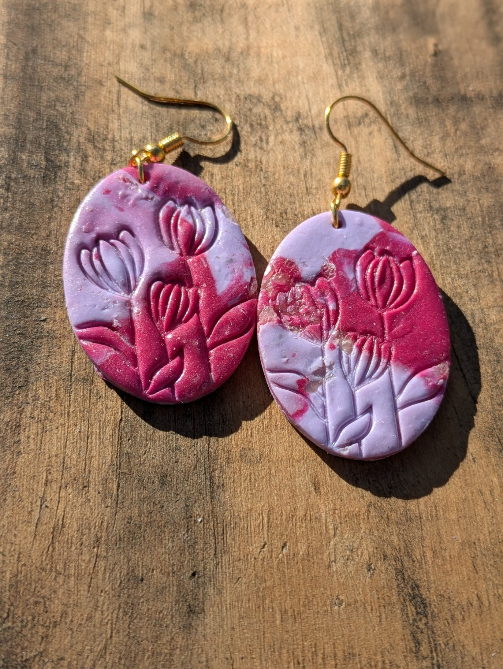 Pink and Purple Floral Dangles