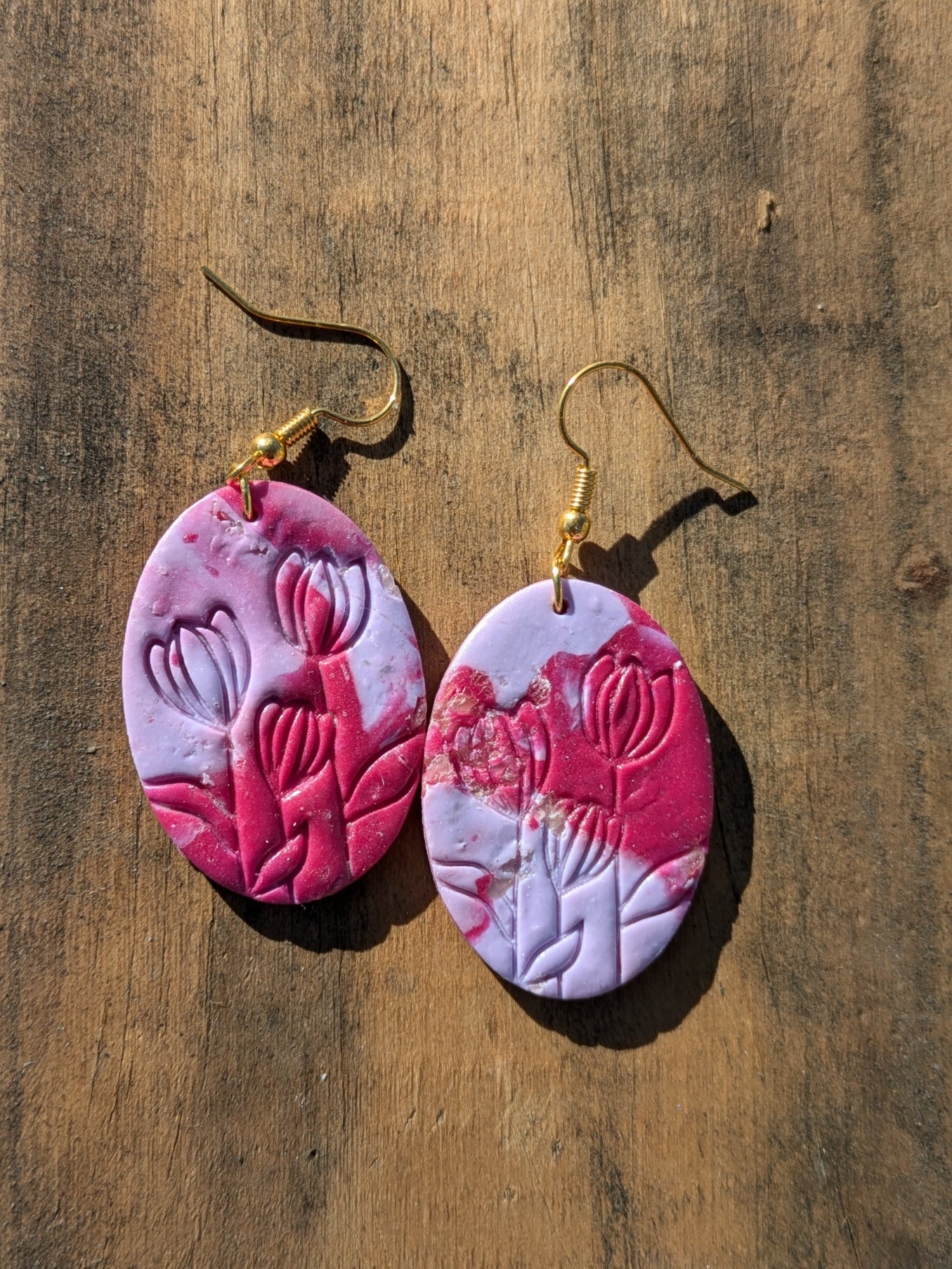 Pink and Purple Floral Dangles