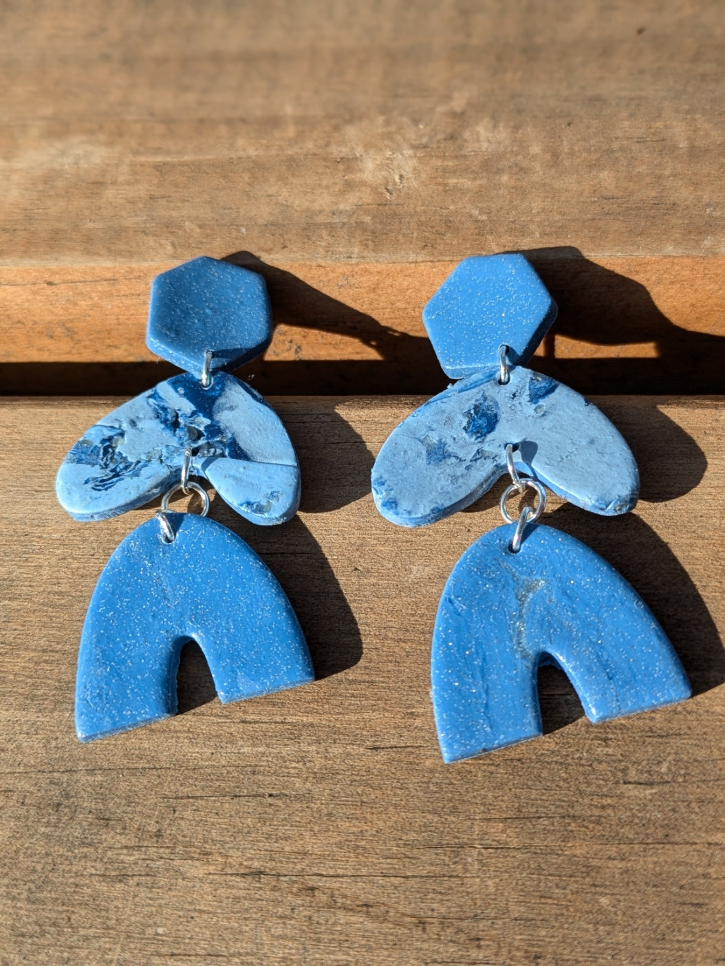 Double Blue Arch Stud Dangles