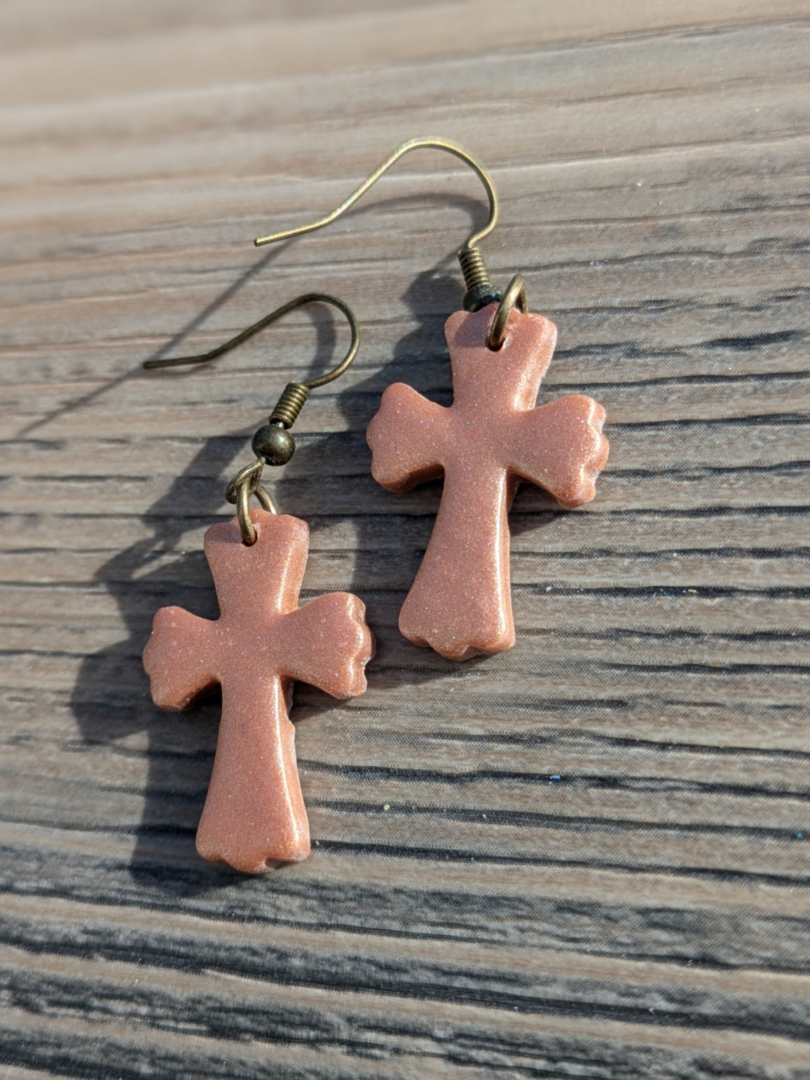 Bronze Bubble Cross Dangles
