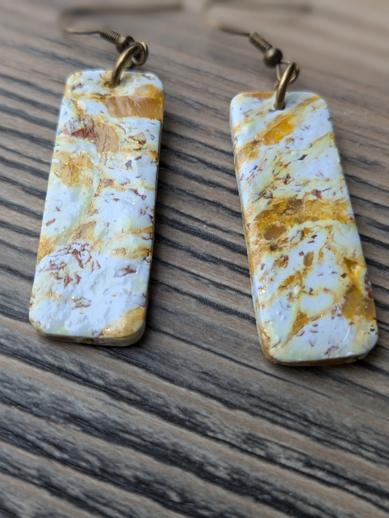 Yellow and White Rectangle Dangles