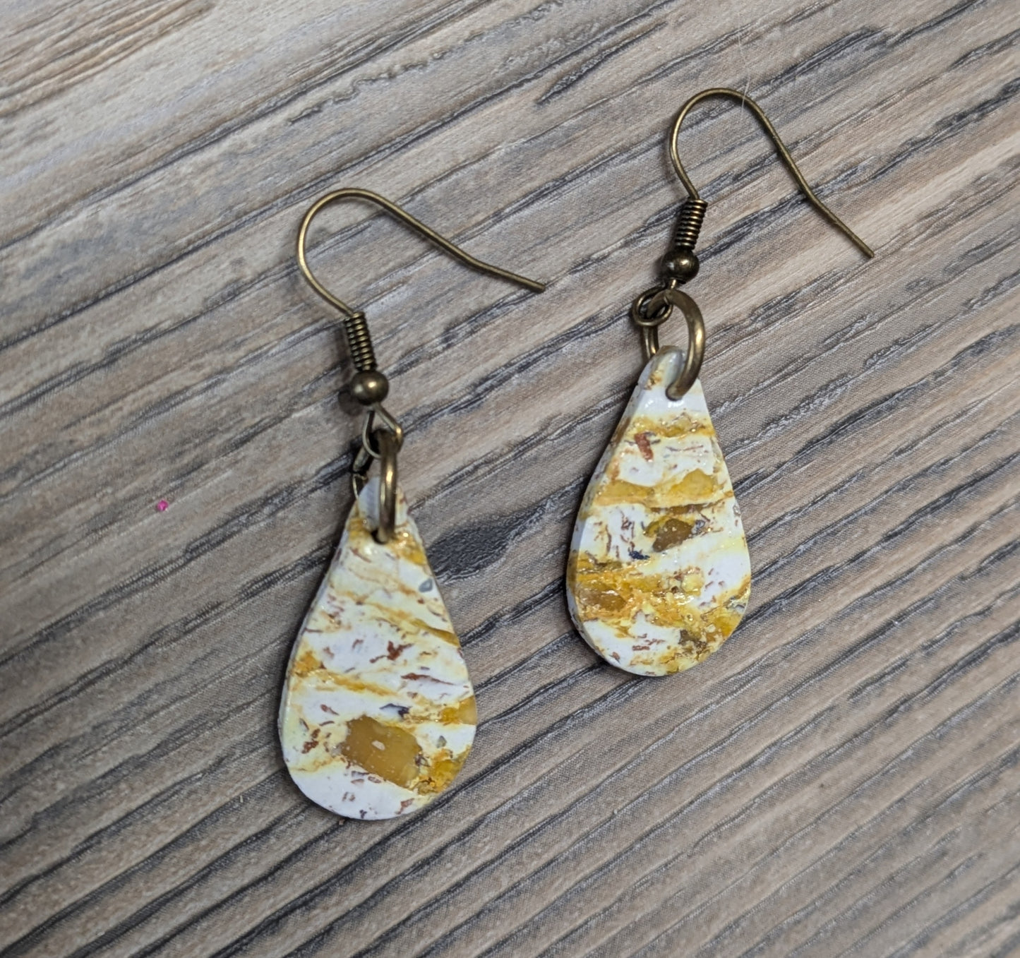 Yellow and White Marbled Dangles