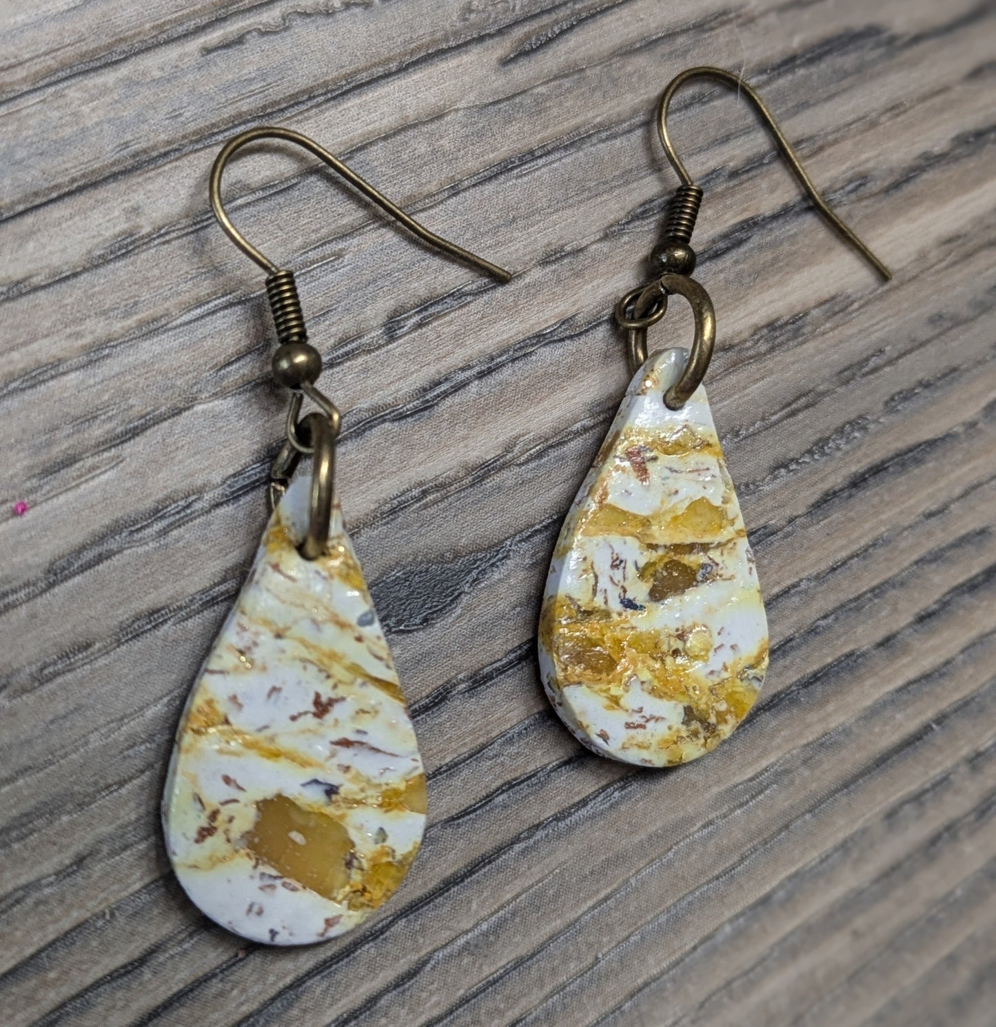 Yellow and White Marbled Dangles