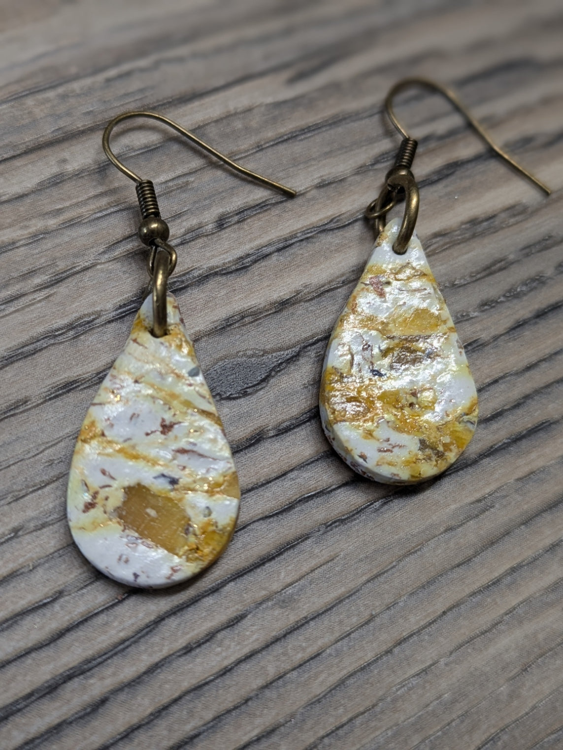 Yellow and White Marbled Dangles