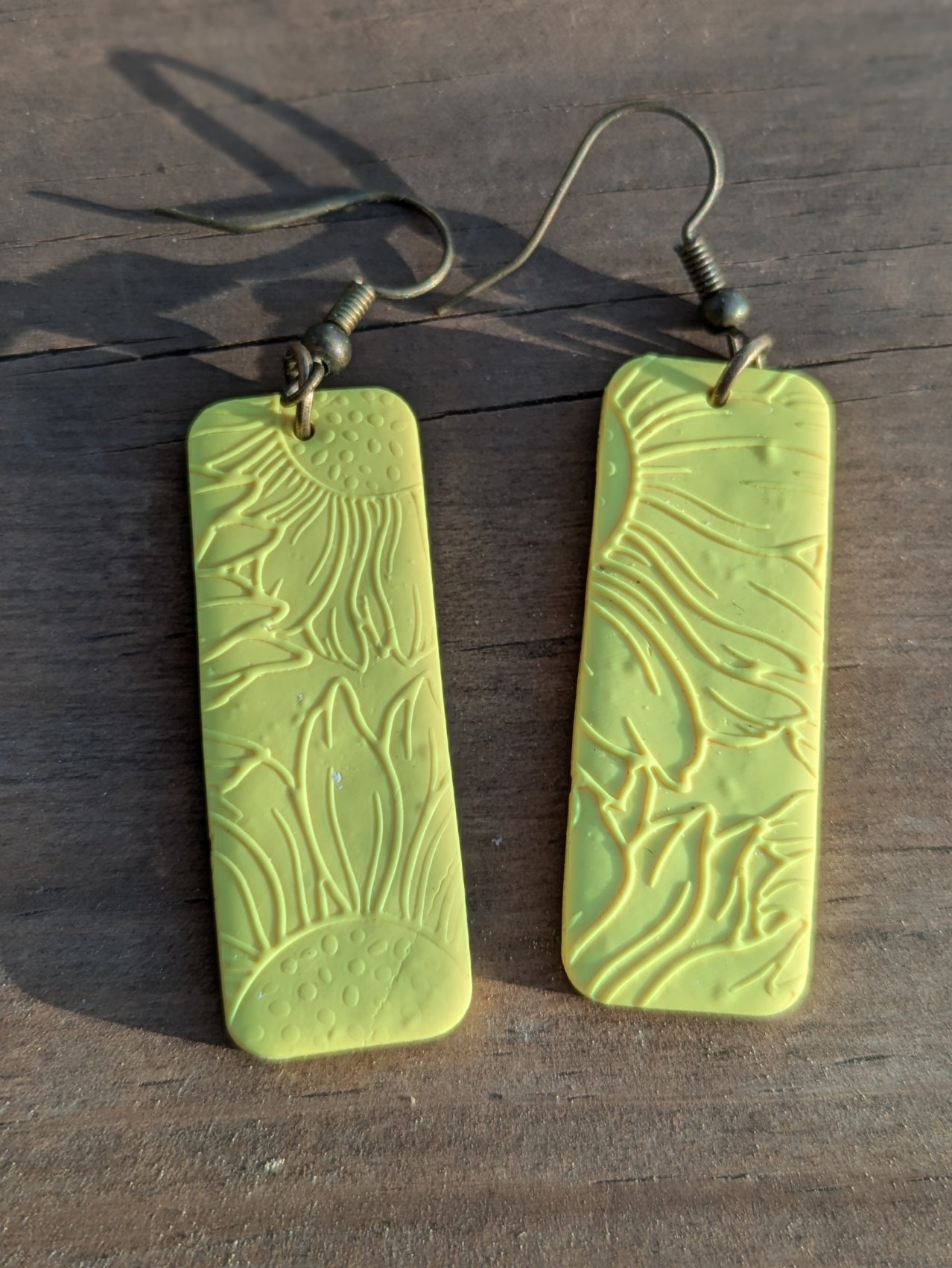 Yellow Sunflower Print Dangles