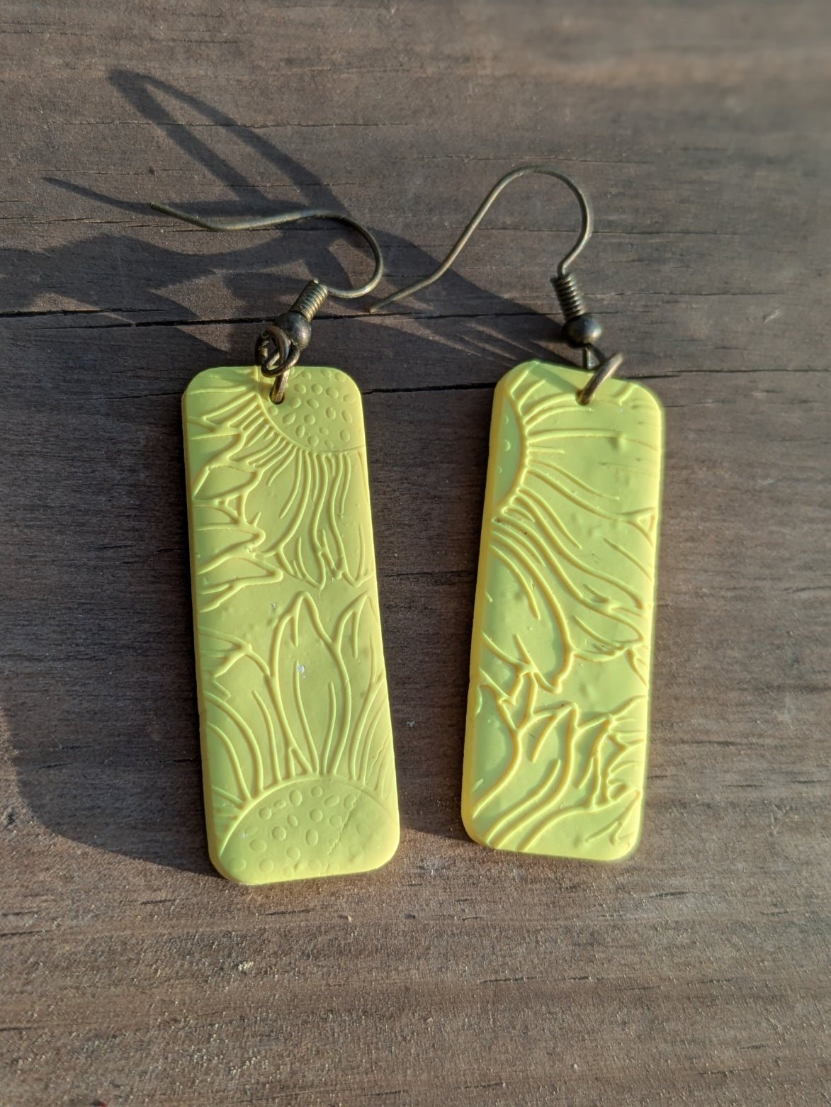 Yellow Sunflower Print Dangles
