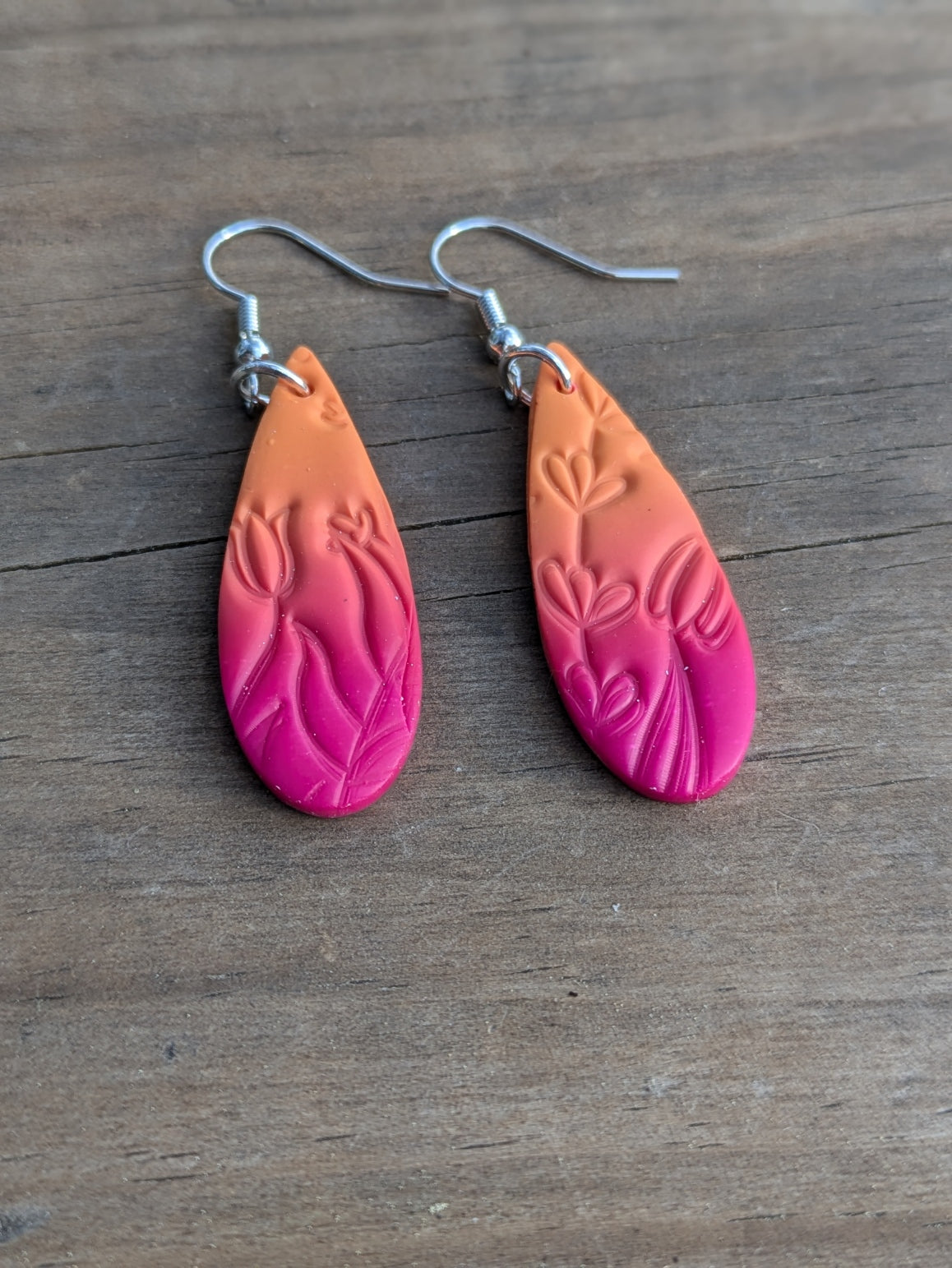 Ombre Teardrop Floral Dangles