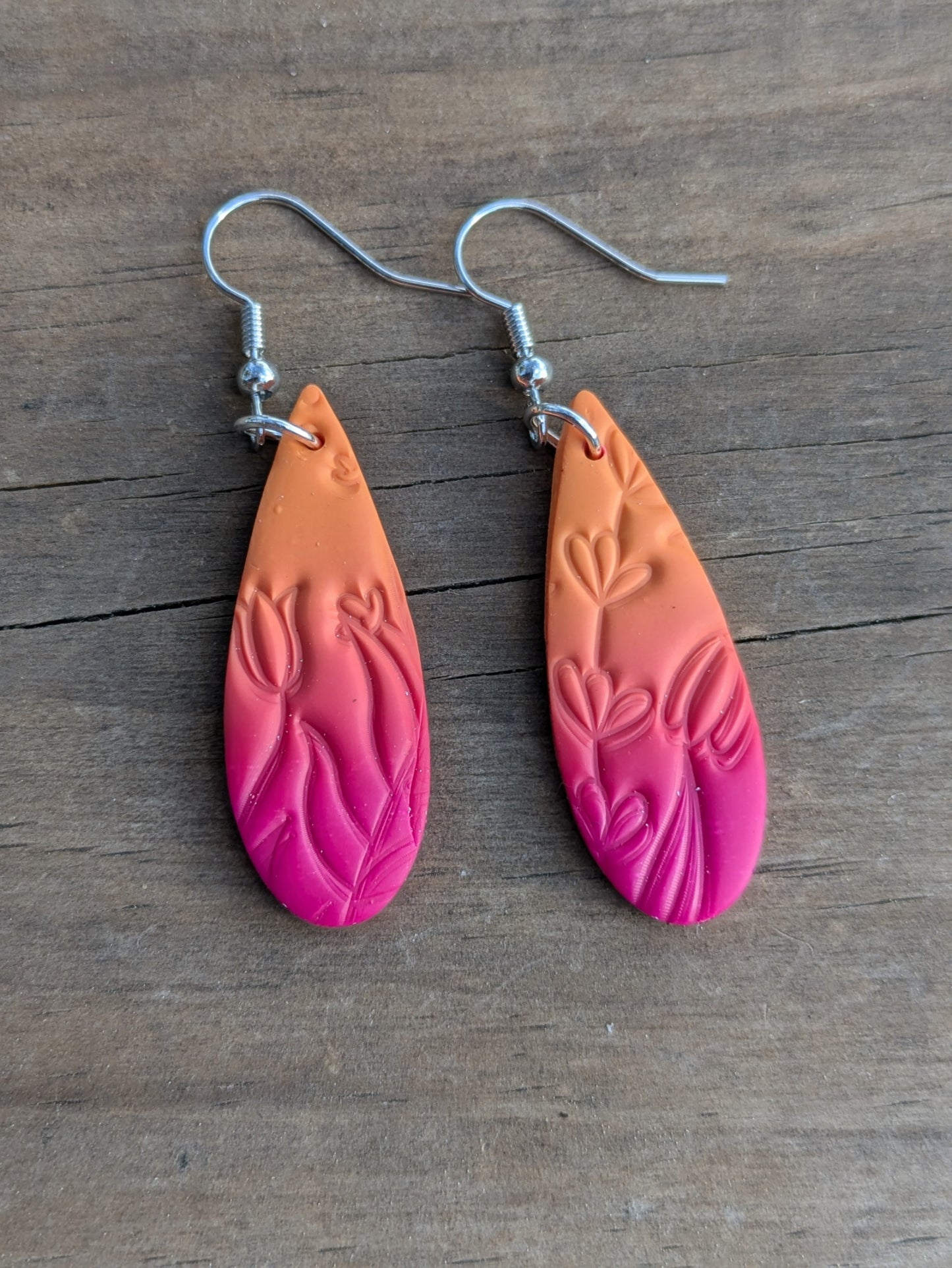 Ombre Teardrop Floral Dangles