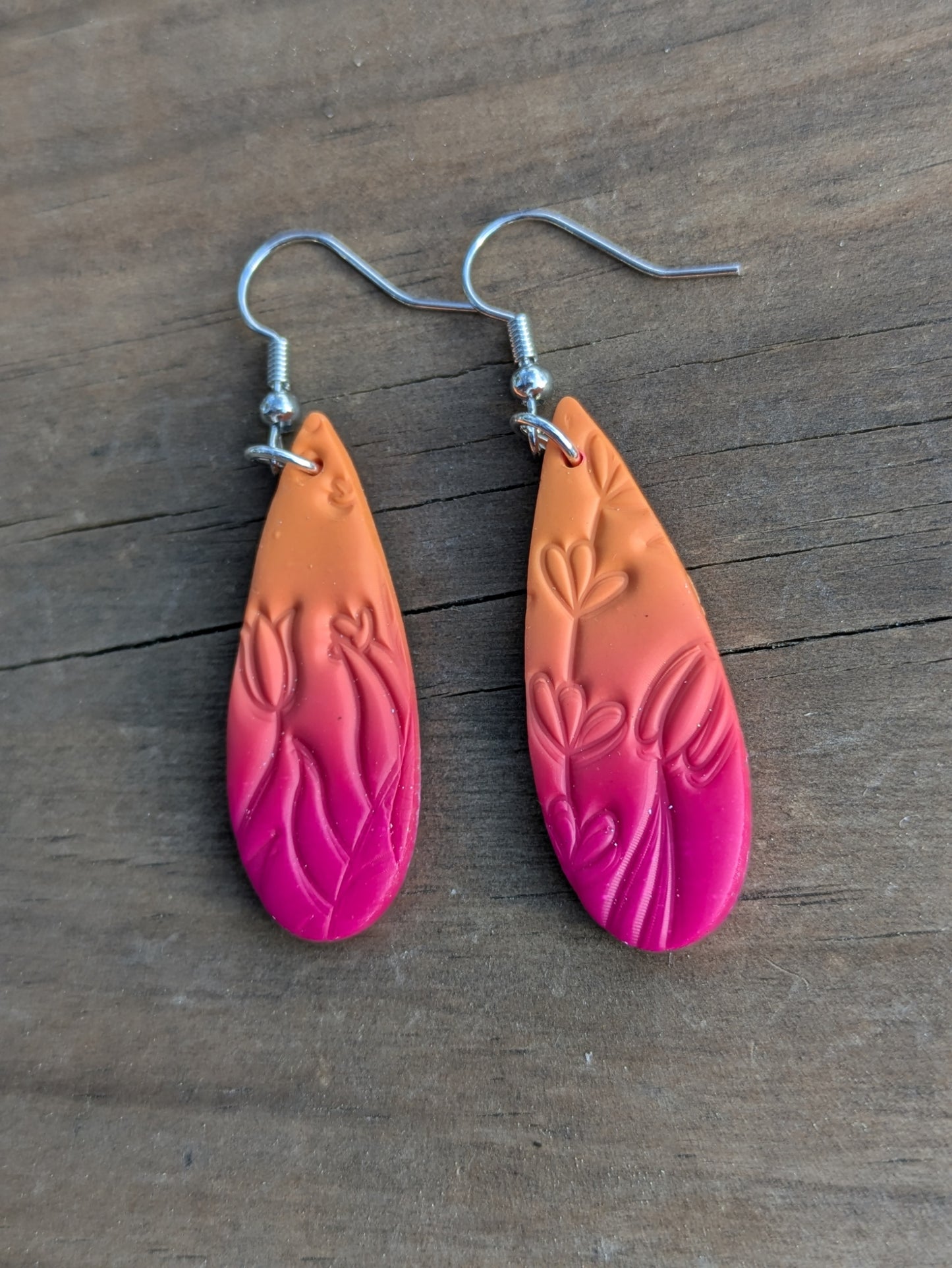 Ombre Teardrop Floral Dangles