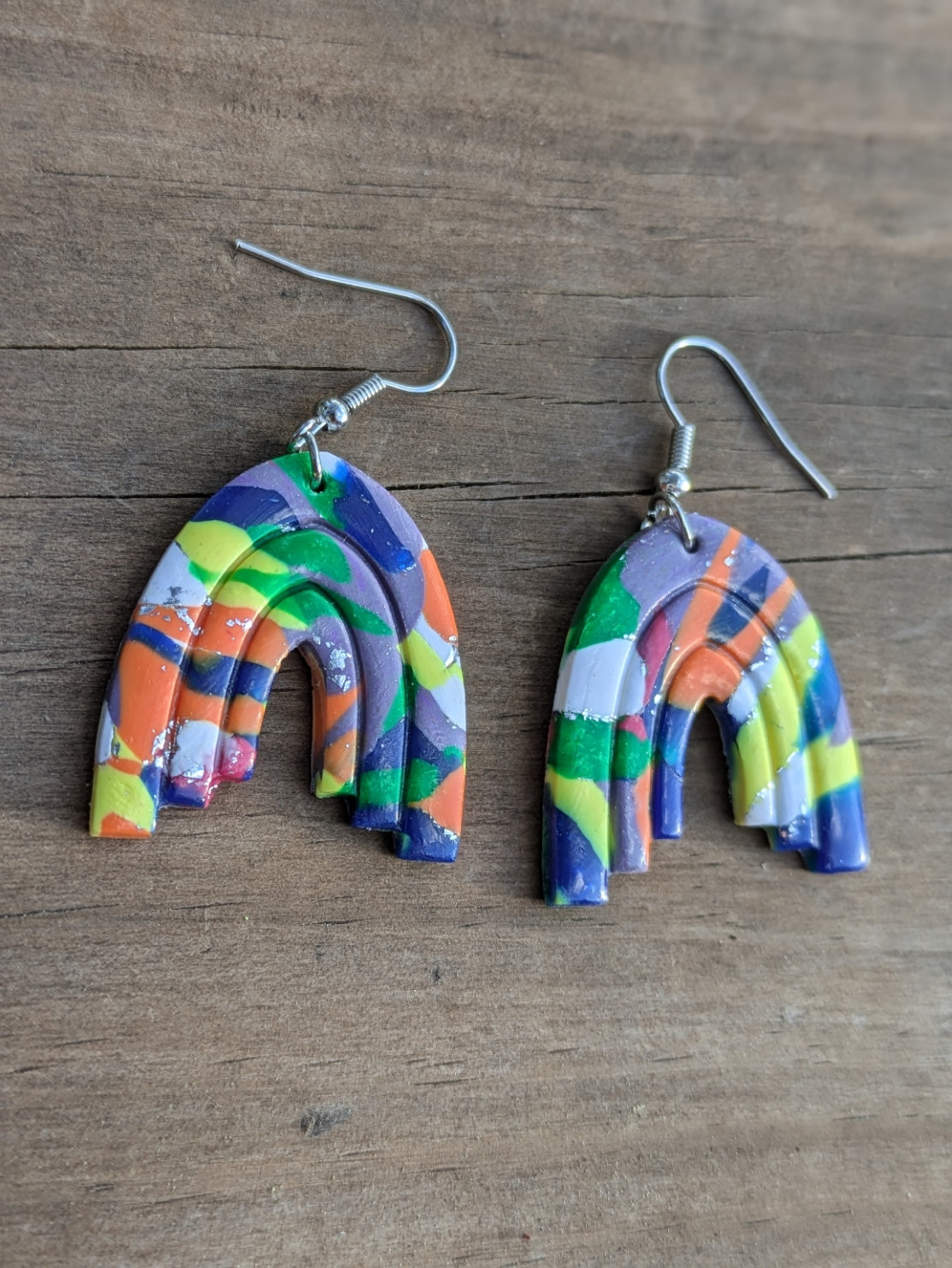 Rainbow Swirl Arch Dangles