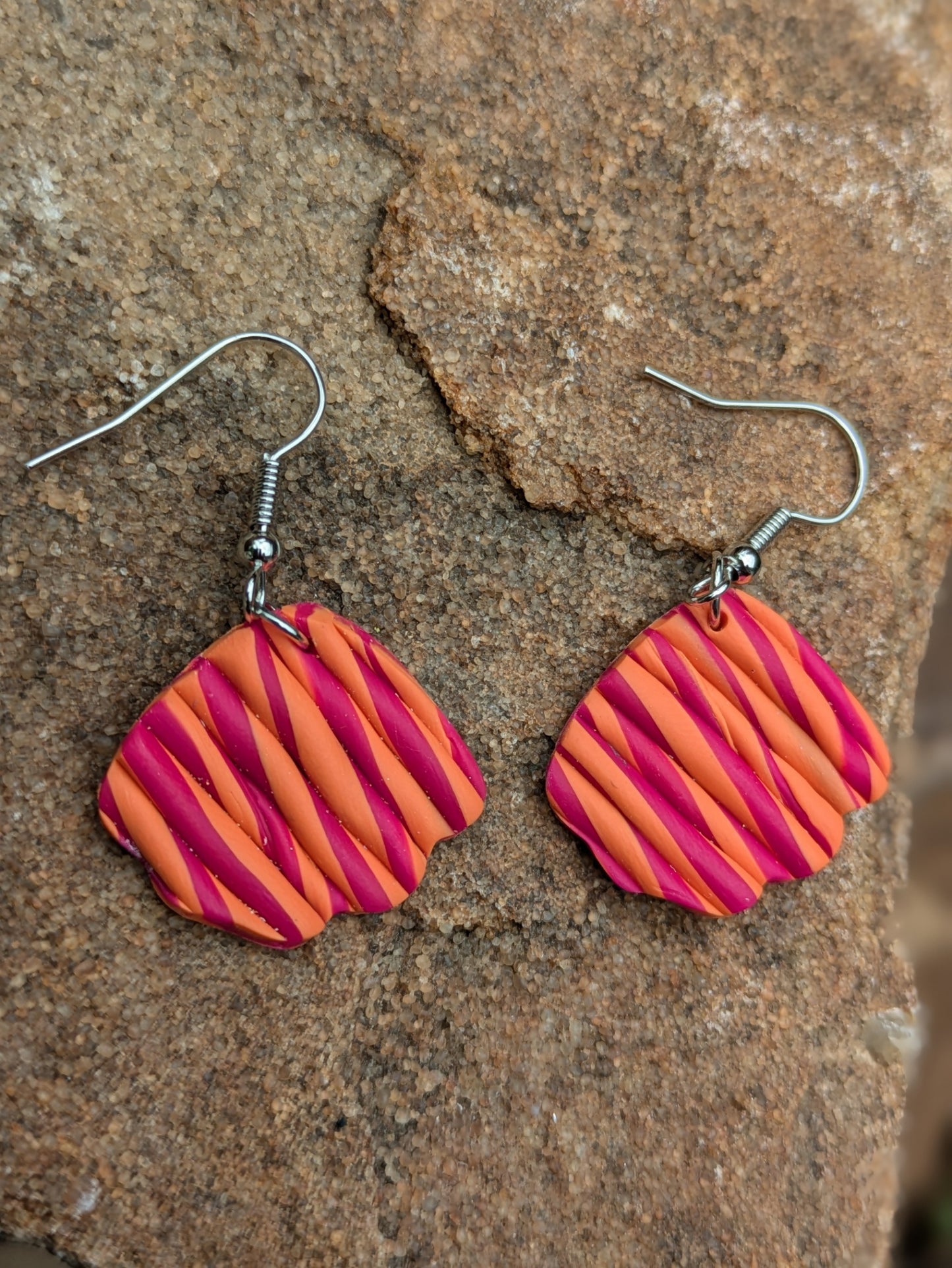 Pink and Orange Twist Dangles