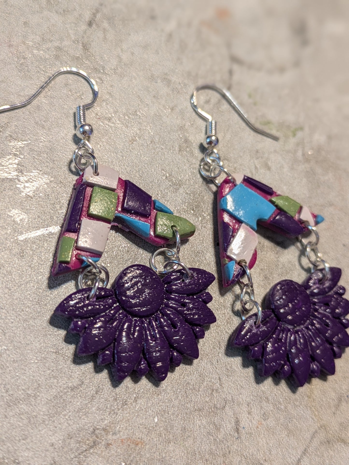 Purple Mosaic Dangles