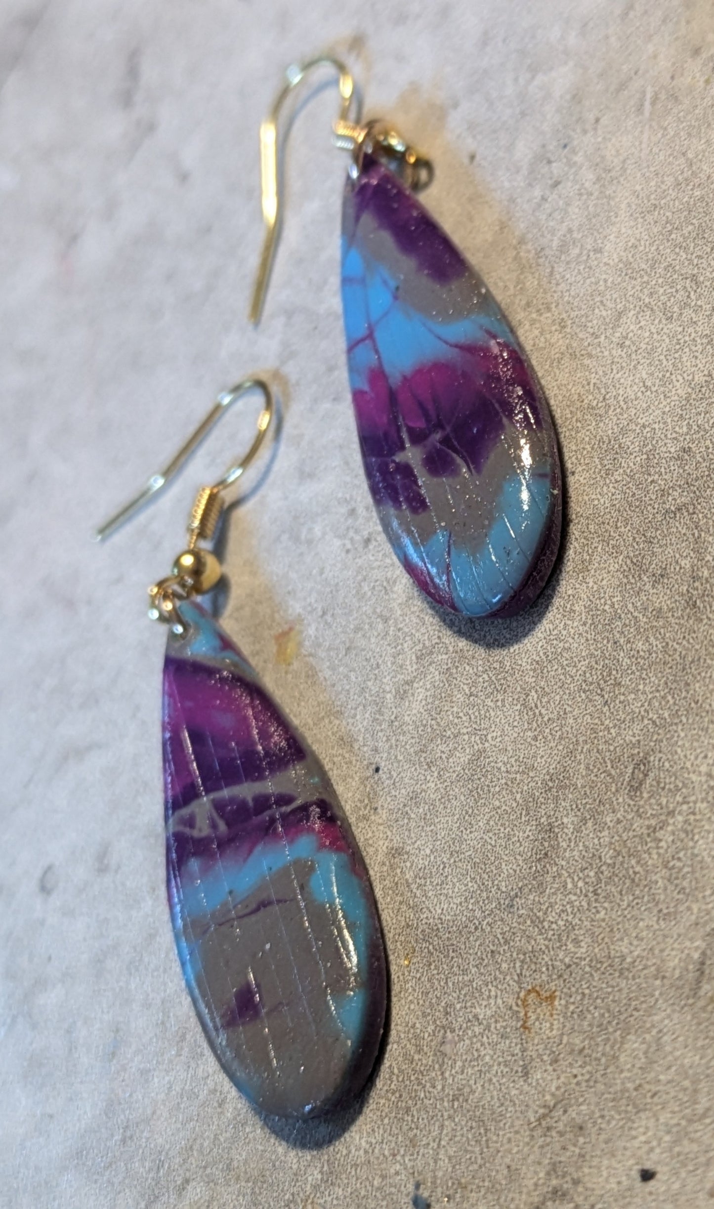 Purple Tie-Dye Teardrop Dangles