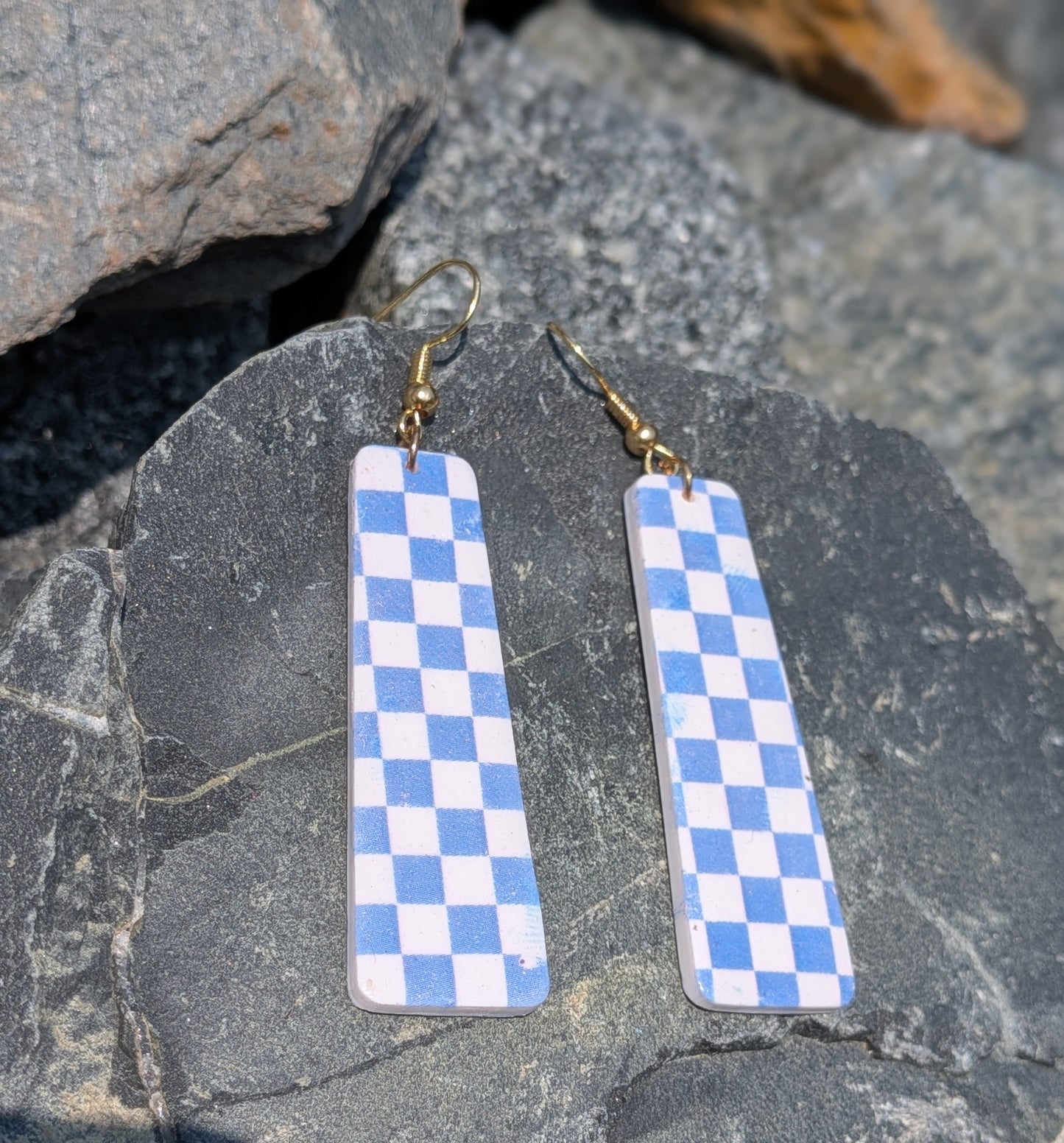 Blue and White Checkered Dangles