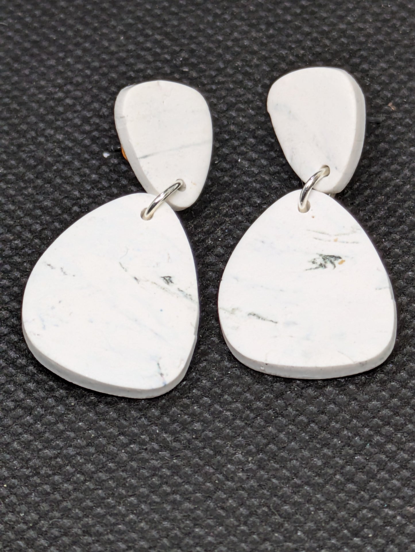 White and Gray Stud Dangle Earrings