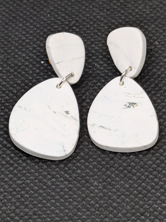 White and Gray Stud Dangle Earrings