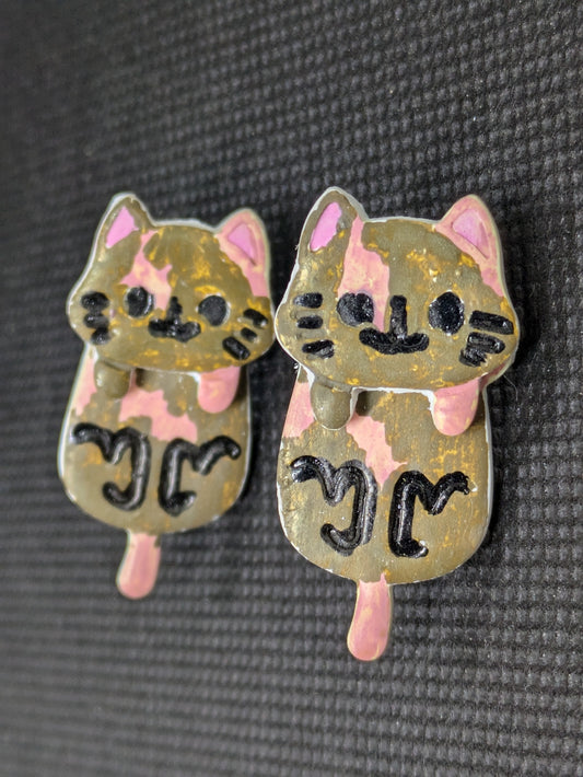 Brown Cat Stud Earrings