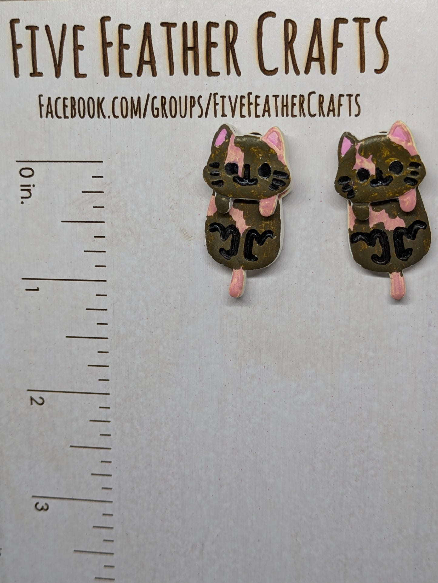 Brown Cat Stud Earrings