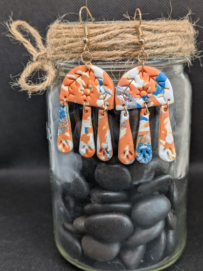 Orange Multi Drop Dangle Earrings
