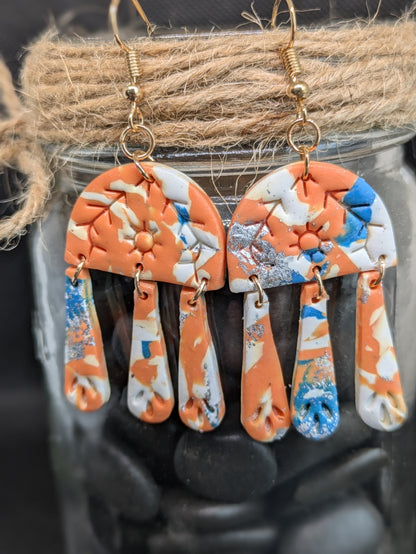 Orange Multi Drop Dangle Earrings