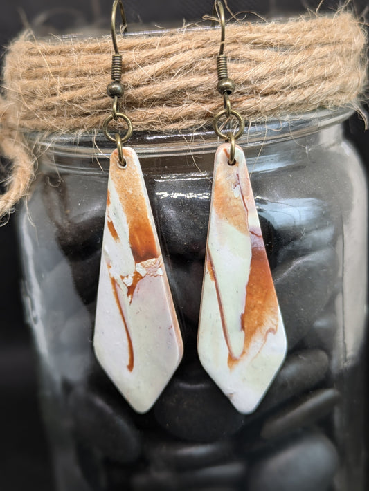 Mixed Brown and Cream Dangle Earrings