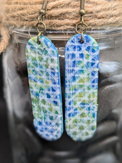 Blue and Green Plaid Dangles