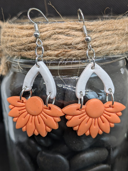 Orange Flower Dangle Earrings