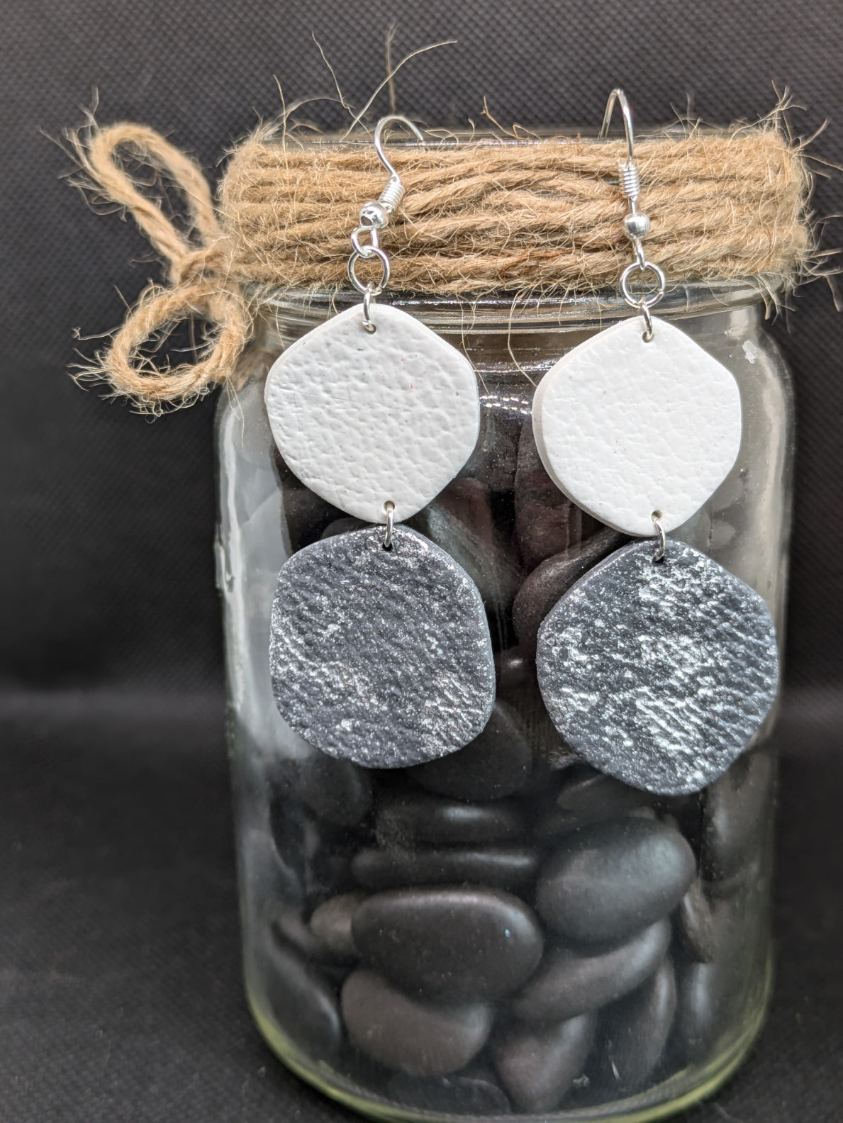 Gray, White, and Silver Double Dangles