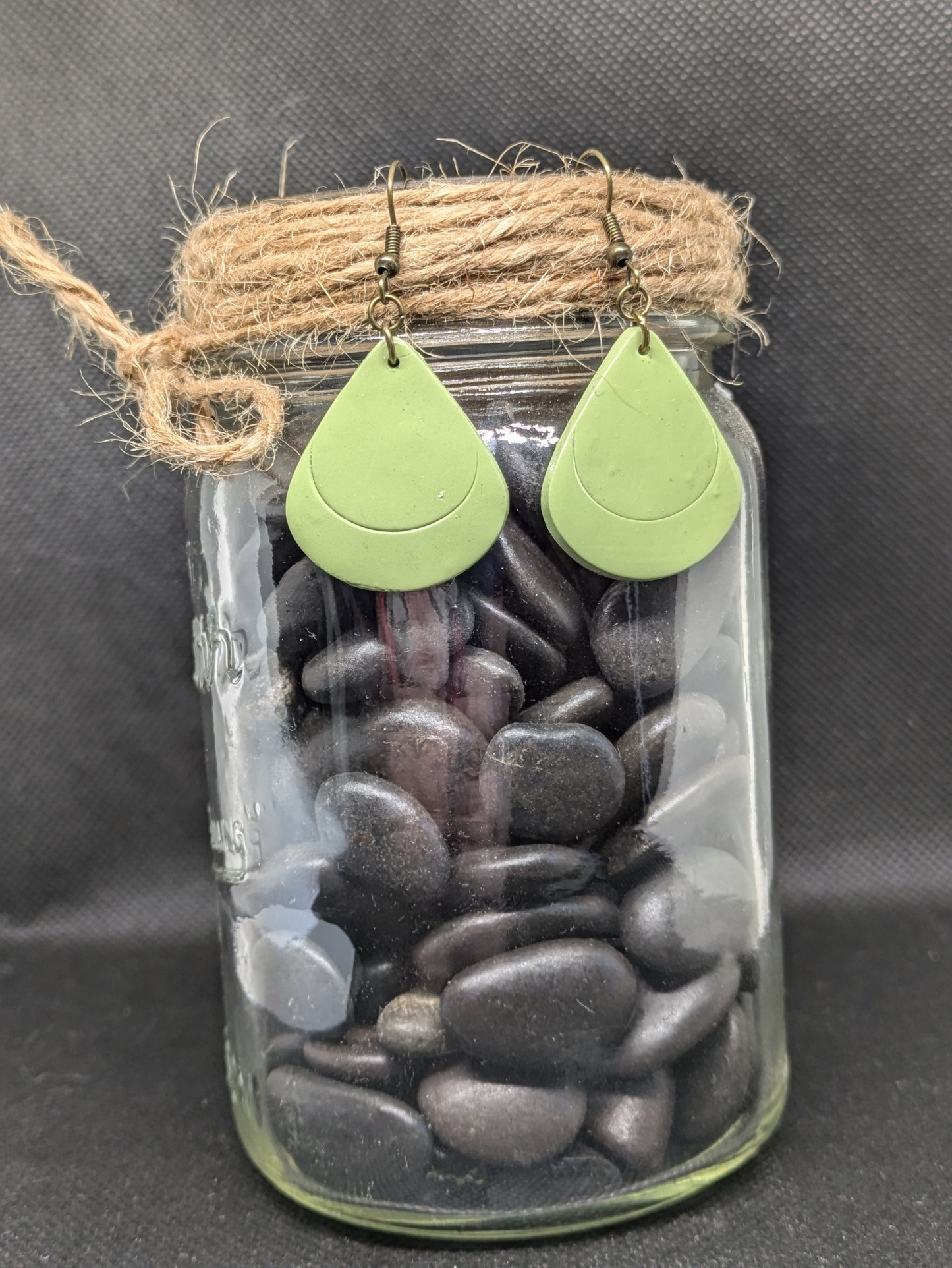 Green Teardrop Dangle Earrings