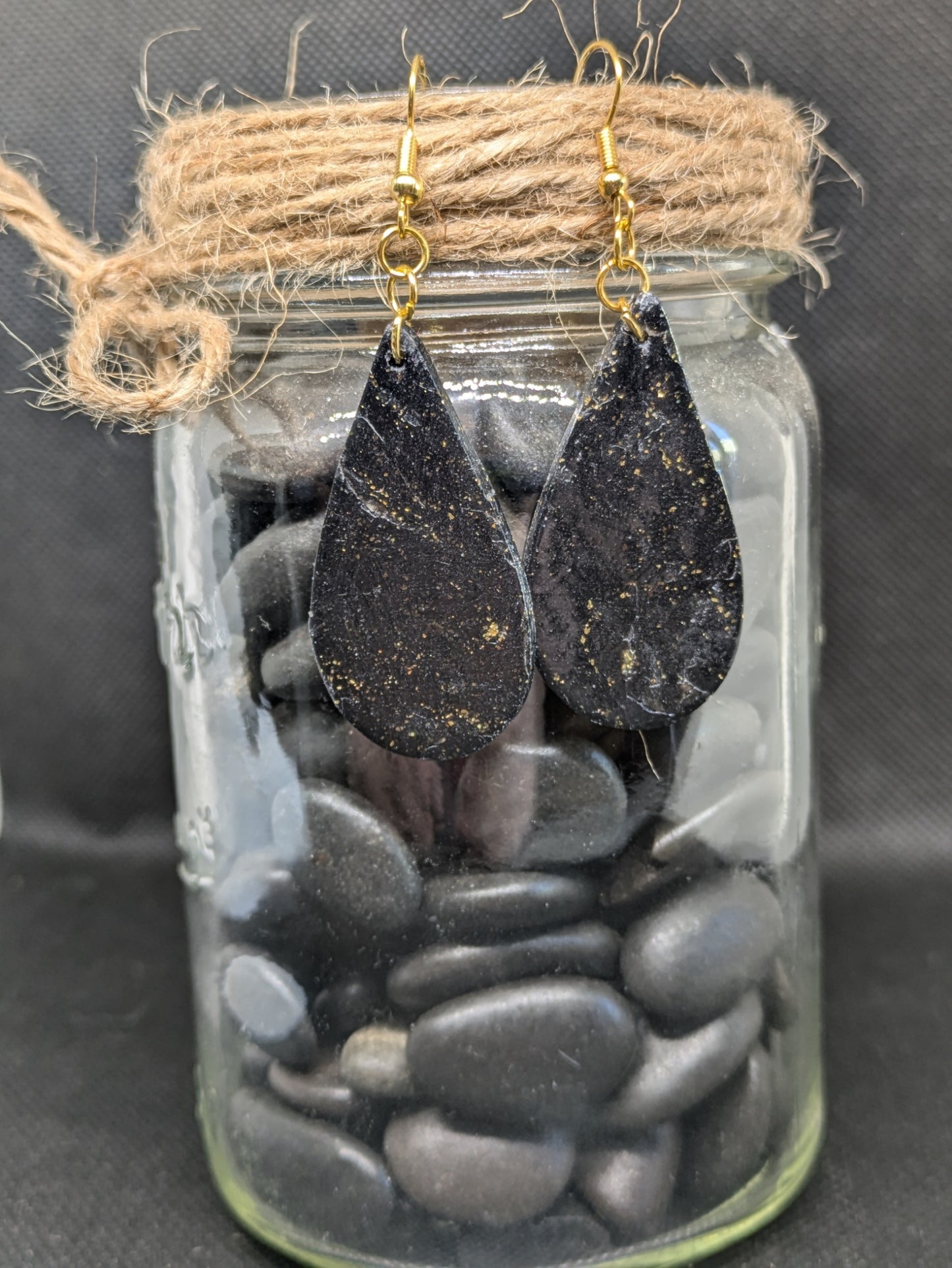 Black and Gold Teardrop Dangles