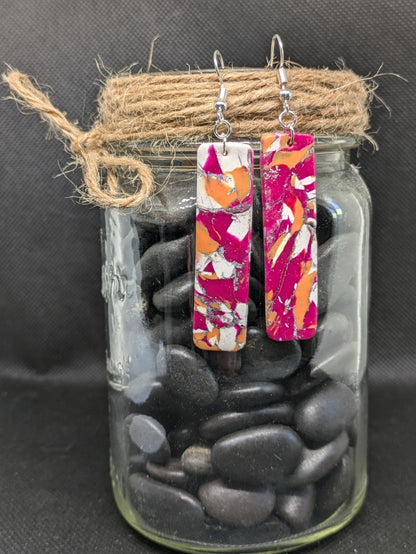 Multi-Colored Rectangular Dangle Earrings