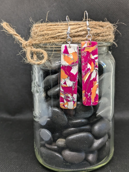 Multi-Colored Rectangular Dangle Earrings