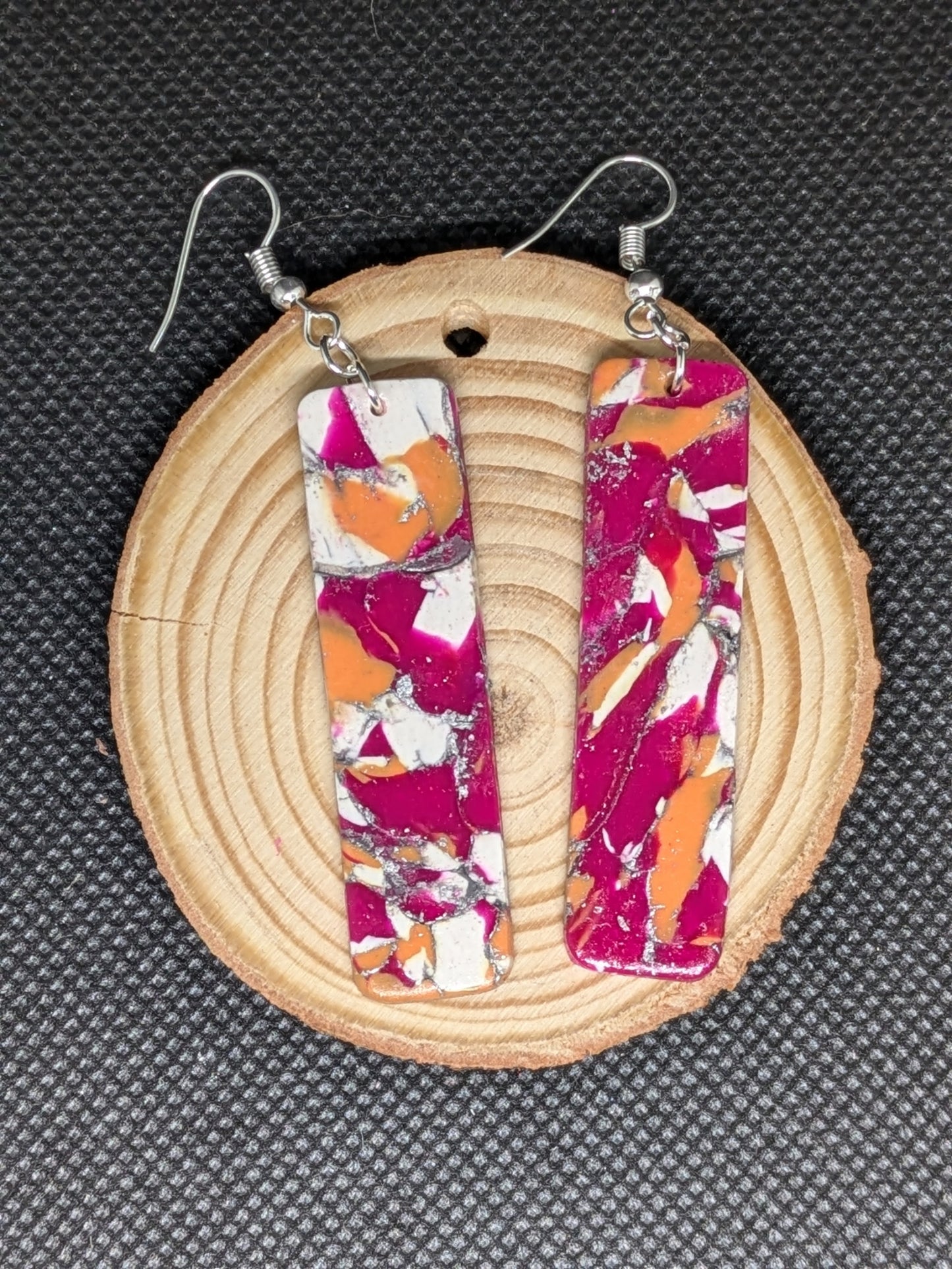 Multi-Colored Rectangular Dangle Earrings