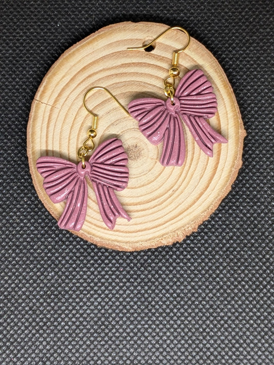 Mauve Bow Earrings