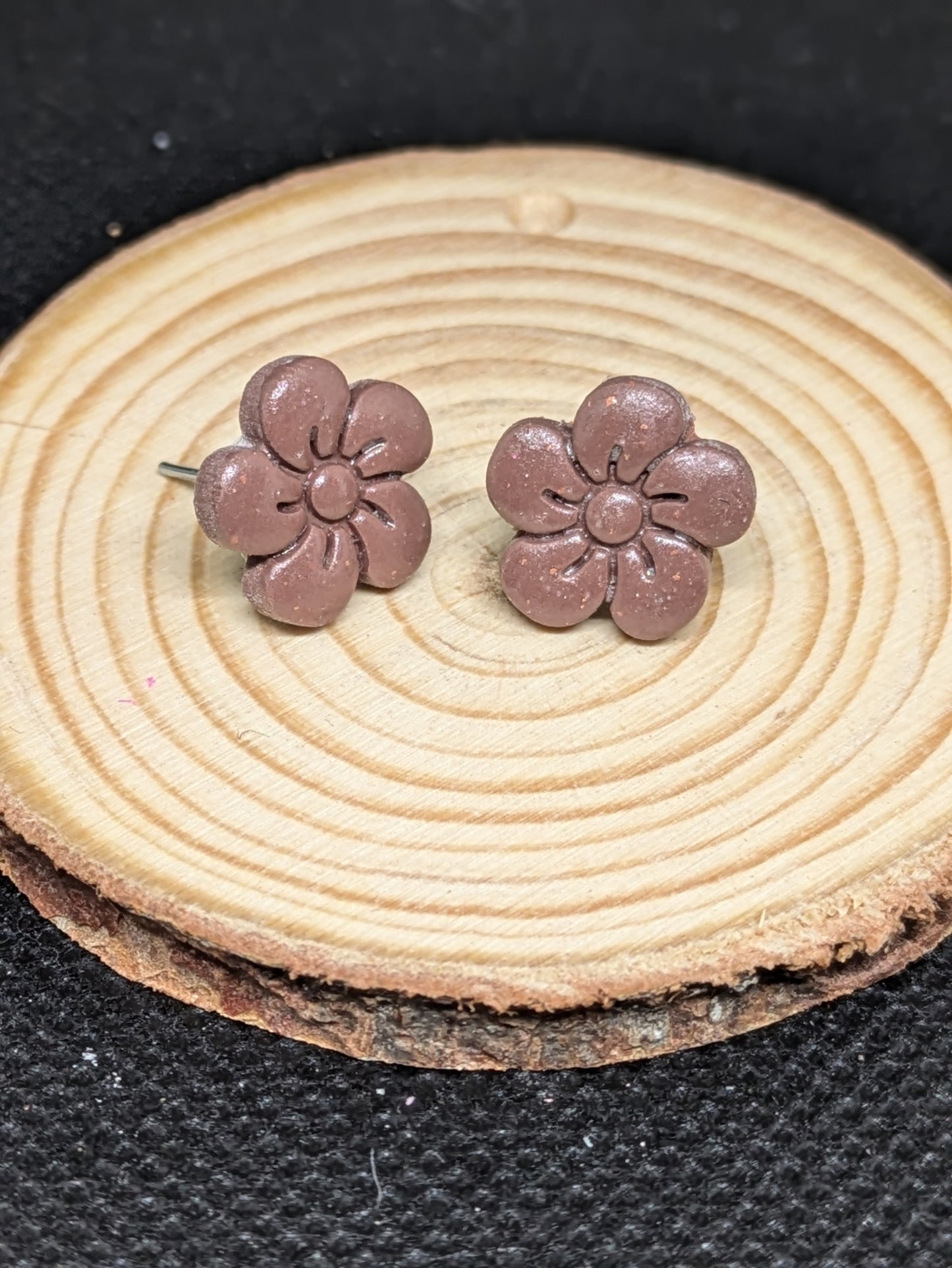 Mocha Floral Studs