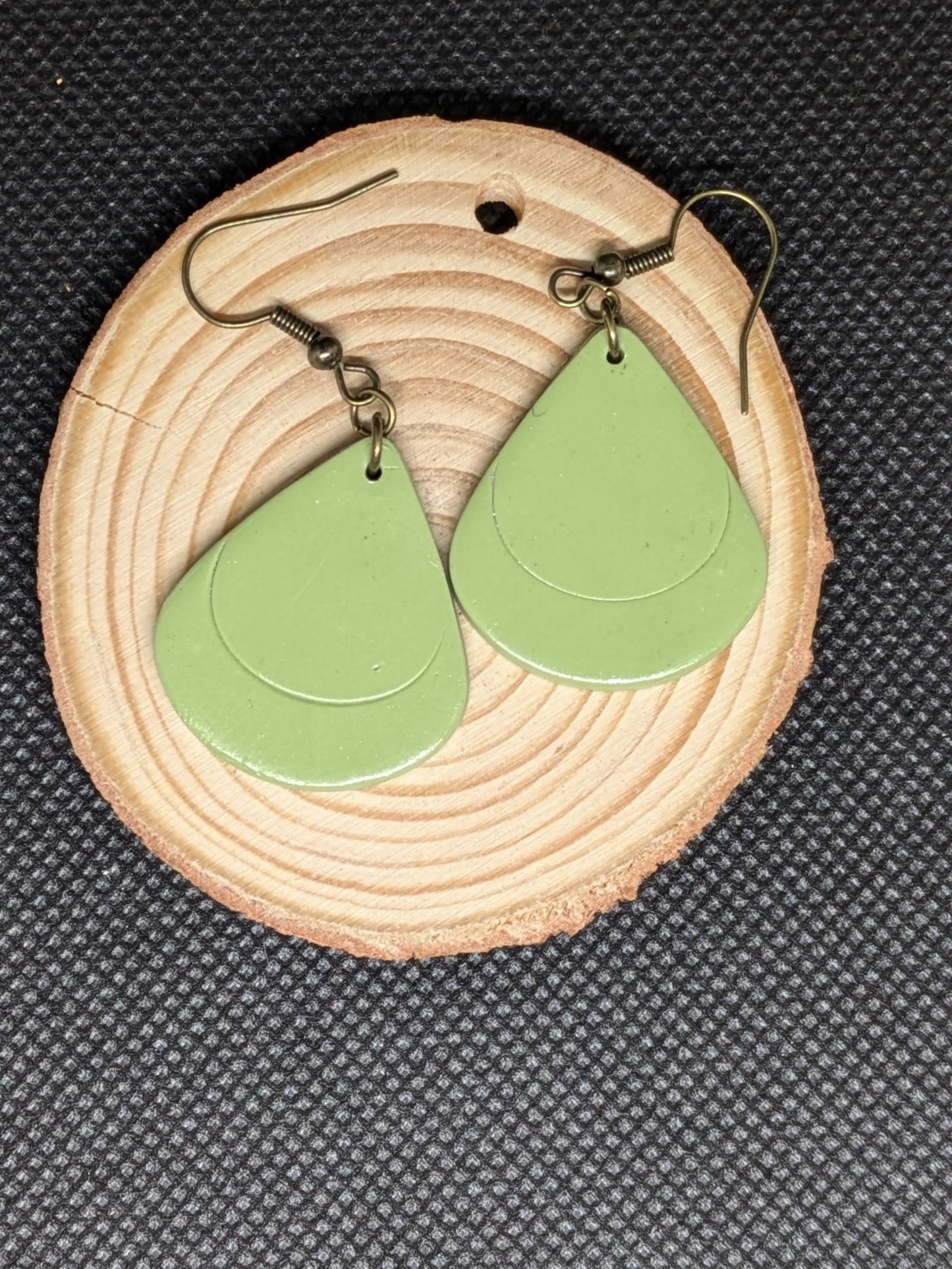 Green Teardrop Dangle Earrings