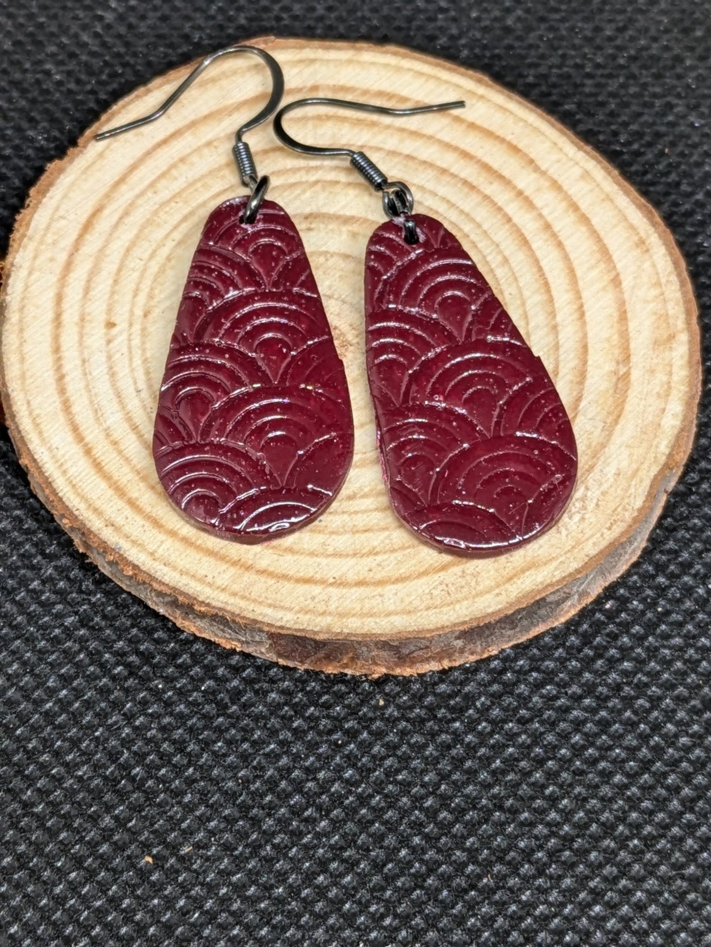 Deep Marron Elongated Teardrops