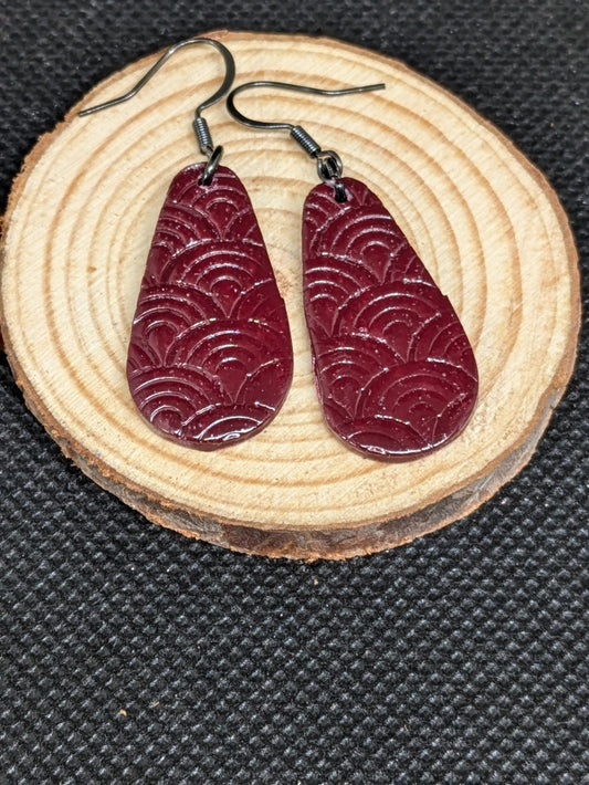Deep Marron Elongated Teardrops