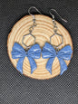 Shimmery Blue Bow Dangles