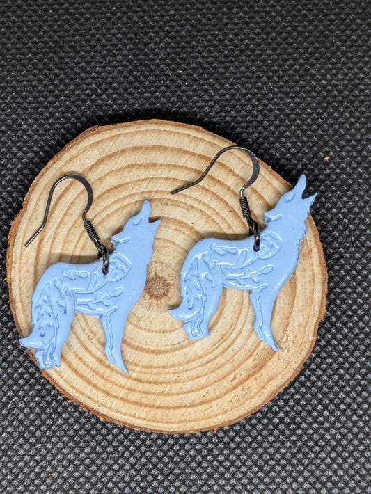 Light Blue Wolf Dangles